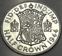 Anglia UK pół korony half crown 1944 Jerzy VI George SREBRO