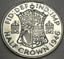 Anglia UK pół korony half crown 1946 Jerzy VI George SREBRO
