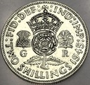 Anglia UK 2 szylingi shillings 1945 Jerzy VI George SREBRO