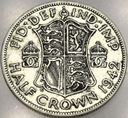 Anglia UK pół korony half crown 1942 Jerzy VI George SREBRO