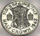 Anglia UK pół korony half crown 1943 Jerzy VI George SREBRO