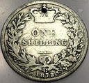 Anglia UK 1 szyling shilling 1872 Wiktoria Victoria SREBRO otwór