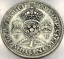 Anglia UK 2 szylingi shillings 1945 Jerzy VI George SREBRO (2)