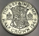 Anglia UK pół korony half crown 1944 Jerzy VI George SREBRO
