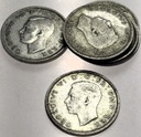 Zestaw Anglia UK 7x 1 szyling shilling 1939-1946 Jerzy VI George SREBRO