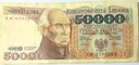 1989 50000 zł złotych Staszic seria AW