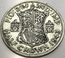 Anglia UK pół korony half crown 1943 Jerzy VI George SREBRO