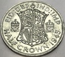 Anglia UK pół korony half crown 1945 Jerzy VI George SREBRO