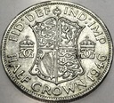 Anglia UK pół korony half crown 1946 Jerzy VI George SREBRO