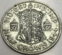 Anglia UK pół korony half crown 1944 Jerzy VI George SREBRO