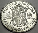 Anglia UK pół korony half crown 1945 Jerzy VI George SREBRO