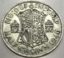 Anglia UK pół korony half crown 1946 Jerzy VI George SREBRO