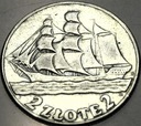 2 zł złote 1936 Żaglowiec Żaglówka Statek SREBRO
