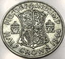 Anglia UK pół korony half crown 1944 Jerzy VI George SREBRO