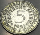 Niemcy 5 Marek 1951 SREBRO