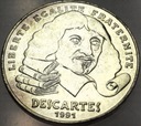 Francja 100 franków 1991 395 rocznica Urodziny René Descartesa SREBRO (nr 1