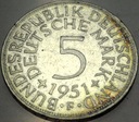 Niemcy 5 Marek 1951 SREBRO (nr 2)