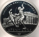 10 zł złotych 2004 Ateny Igrzyska Olimpiady szermierka SREBRO