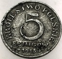 Królestwo Polskie 5 Fenigów 1918 niemiecka okupacja