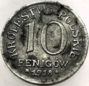 Królestwo Polskie 10 Fenigów 1918 niemiecka okupacja