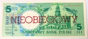 NIEOBIEGOWY 5 zł złotych 1990 ZAMOŚĆ
