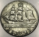 2 zł złote 1936 Żaglowiec Żaglówka Statek SREBRO