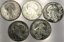LOT 5 x 5 zł Głowa Kobiety INWESTYCJA SREBRO