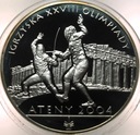 10 zł złotych 2004 Ateny Igrzyska Olimpiady szermierka SREBRO (nr 2)