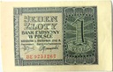 1941 1 zł Jeden Złoty, seria BE (nr 1)