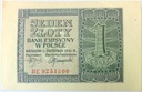 1941 1 zł Jeden Złoty, seria BE (nr 1)