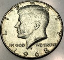 USA 1/2 Dolara 1968 Half Dollar Liberty JFK John F Kennedy SREBRO