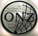 20 zł złotych 1995 ONZ 50 rocznica powstania SREBRO