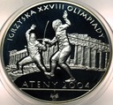 10 zł złotych 2004 Ateny Igrzyska Olimpiady szermierka SREBRO