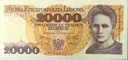 1989 20000 20.000 zł złotych Skłodowska seria AM (nr 1)