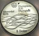 Kanada 5 Dolarów 1975 Montreal Pływanie SREBRO