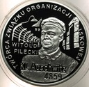 10 zł złotych 2010 KL Auschwitz Auschwitz-Birkenau Pilecki SREBRO (nr 1)