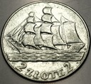 2 zł złote 1936 Żaglowiec Żaglówka Statek SREBRO