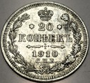 Rosja 20 kopiejek 1910 SREBRO