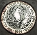 Australia 1 dolar 1991 Kookaburra Kukabura uncja 1 oz SREBRO
