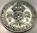 Anglia UK 2 szylingi shillings 1939 Jerzy VI George SREBRO