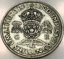 Anglia UK 2 szylingi shillings 1945 Jerzy VI George SREBRO