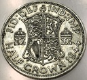 Anglia UK pół korony half crown 1944 Jerzy VI George SREBRO