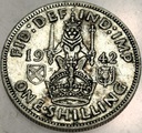 Anglia UK 1 szyling shilling 1942 Jerzy VI George SREBRO