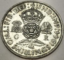 Anglia UK 2 szylingi shillings 1944 Jerzy VI George SREBRO