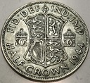 Anglia UK pół korony half crown 1944 Jerzy VI George SREBRO