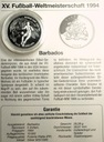 Barbados 5 dolarów dollars 1993 Mistrzostwa Świata CUP FIFA USA 1994 SREBRO
