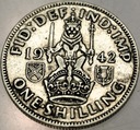Anglia UK 1 szyling shilling 1942 Jerzy VI George SREBRO