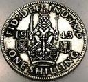 Anglia UK 1 szyling shilling 1943 Jerzy VI George SREBRO