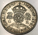 Anglia UK 2 szylingi shillings 1942 Jerzy VI George SREBRO