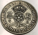 Anglia UK 2 szylingi shillings 1944 Jerzy VI George SREBRO
